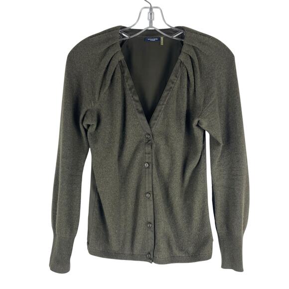 Magaschoni Cashmere Silk Long Sleeve Cardigan Dark Green Size XS - Picture 3 of 9